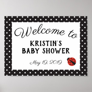 Ladybug baby shower welcome sign poster
