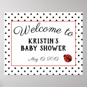 Ladybug baby shower welcome sign poster - large