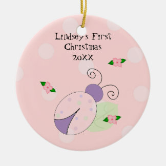 Ladybug Baby's First Christmas Ceramic Ornament