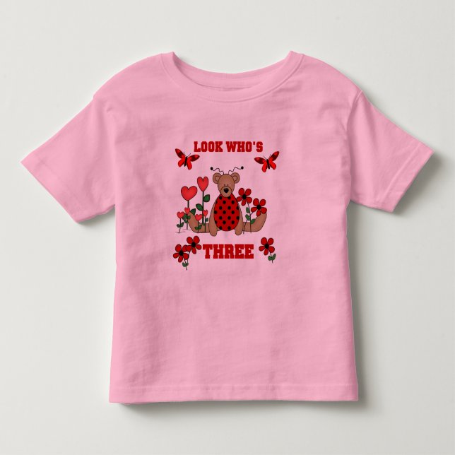 Ladybug Bear 3rd Birthday Tshirts (Front)