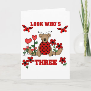 Ladybug Bear 3rd Birthday Tshirts Card