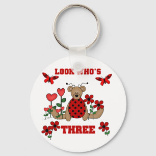 Ladybug Bear 3rd Birthday Tshirts Keychain