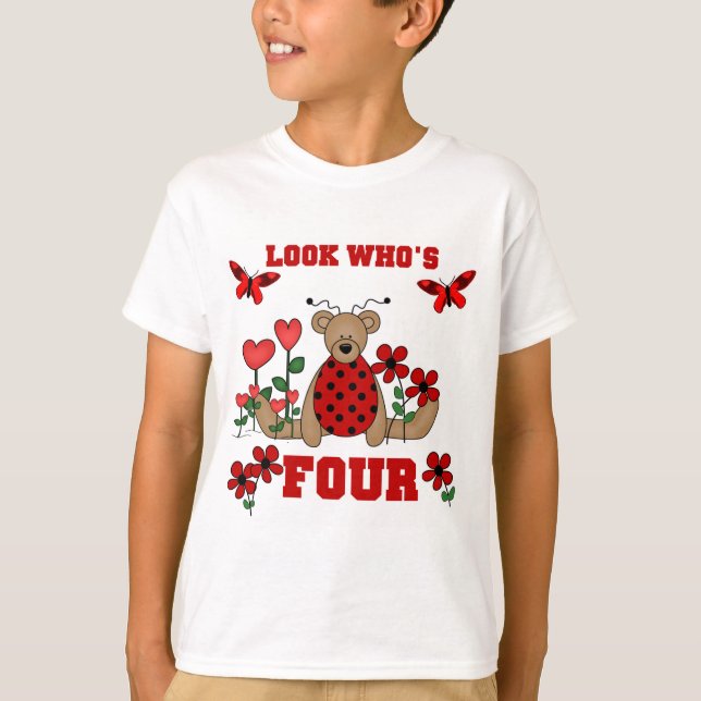 Ladybug Bear 4th Birthday Tshirts et cadeaux (Devant)