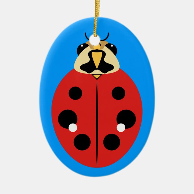 Ladybug Beetle Red Ceramic Ornament (Front)