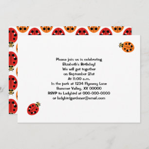 Ladybug Beetles in Orange and Red Personalized Invitation