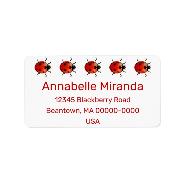 Ladybug Beetles Personalize Label (Front)
