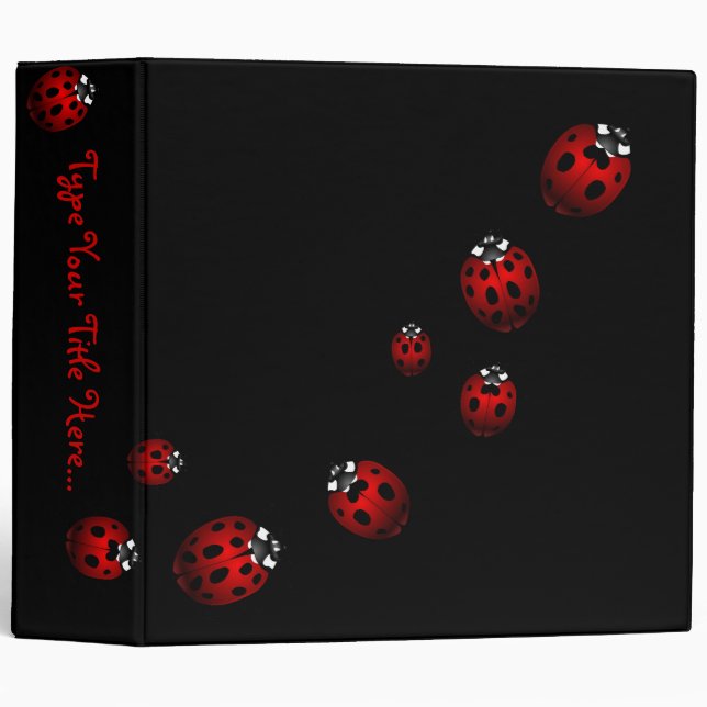 Ladybug Binder Cute Ladybug Art School Supplies (Front/Spine)