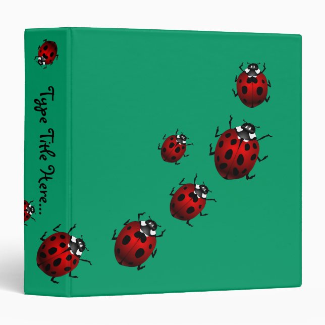 Ladybug Binder Cute Ladybug Art School Supplies (Front/Spine)