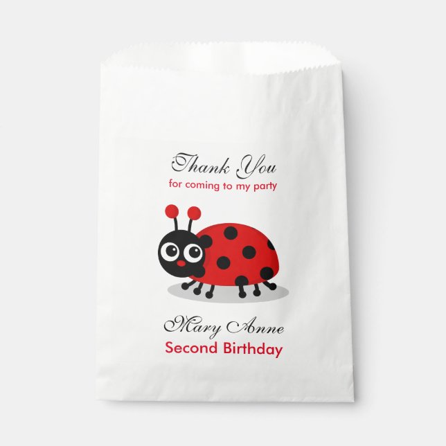 Ladybug Birthday Baby Shower Party Favour Bag (Front)