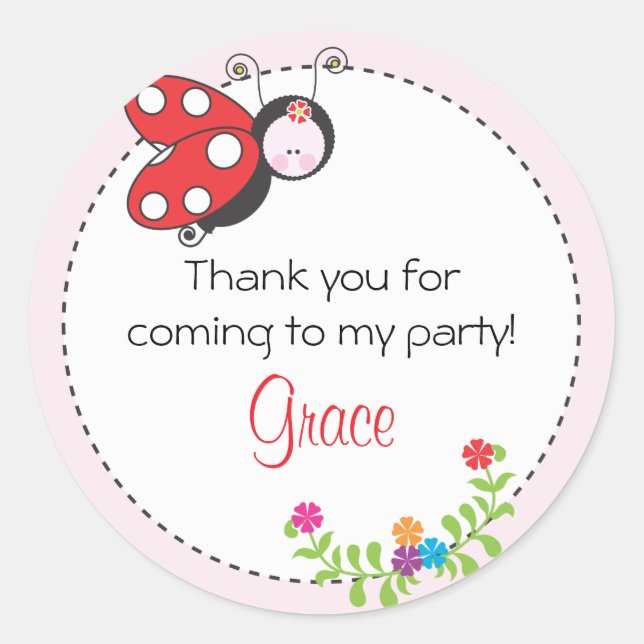 Ladybug Birthday Favour Sticker (Front)
