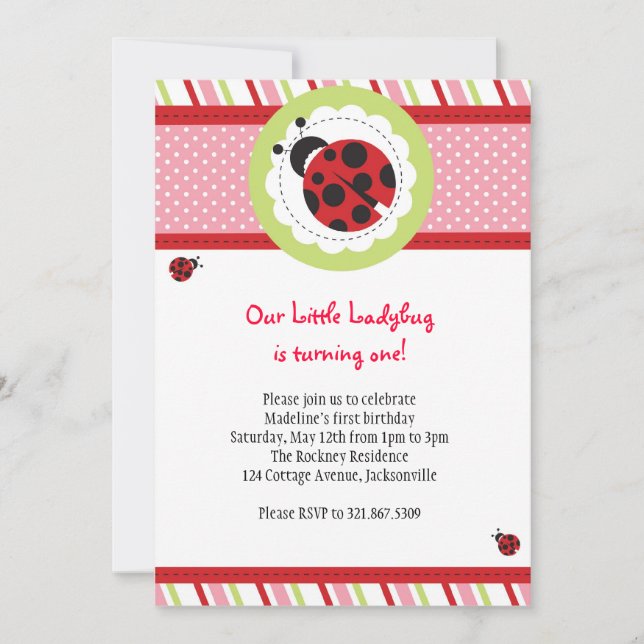 Ladybug Birthday Invitation (Front)