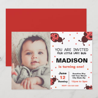 Ladybug Birthday Invitation avec photo