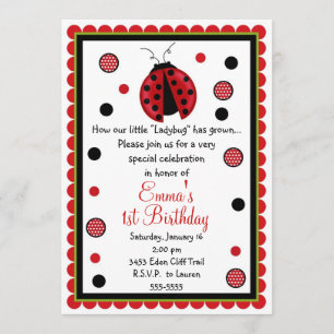 Ladybug Birthday Invitations