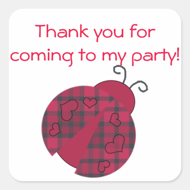 Ladybug Birthday Party Favour Stickers (Front)