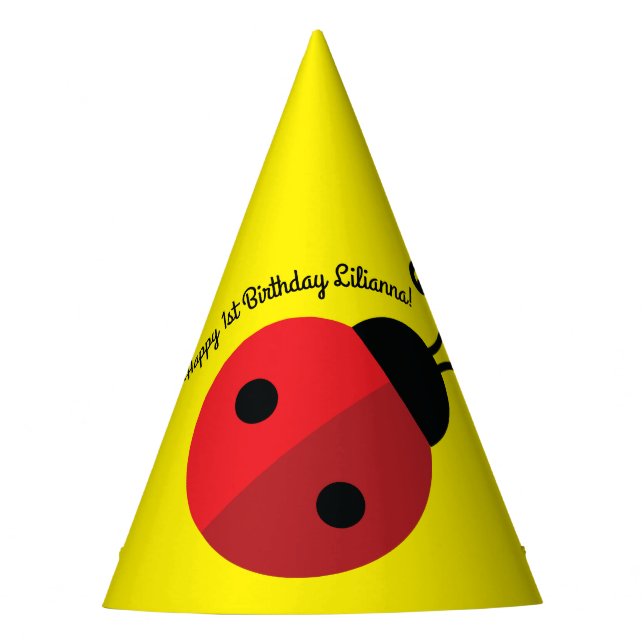 Ladybug Birthday Party Hat (Front)