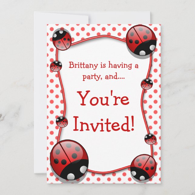 Ladybug Birthday Party Invitation (Front)