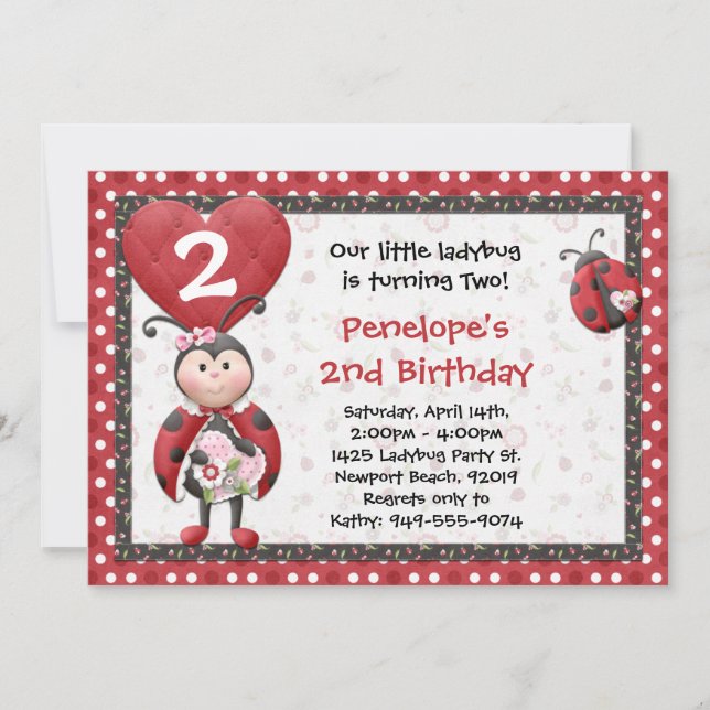 Ladybug Birthday Party Invitation (Front)