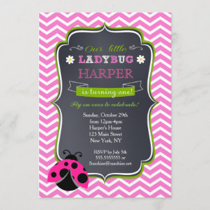 Ladybug  Birthday Party Invitations