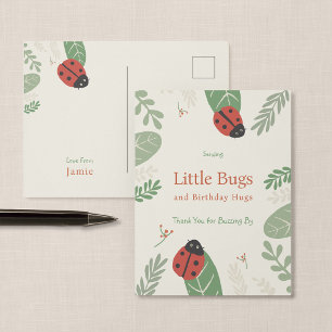 Ladybug Birthday Party Thank You Postcard