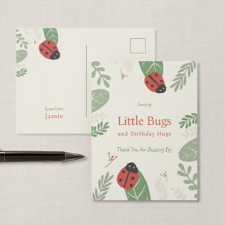 Ladybug Birthday Party Thank You Postcard
