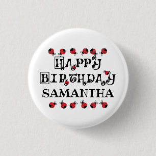 Ladybug Birthday Personalized 1 Inch Round Button
