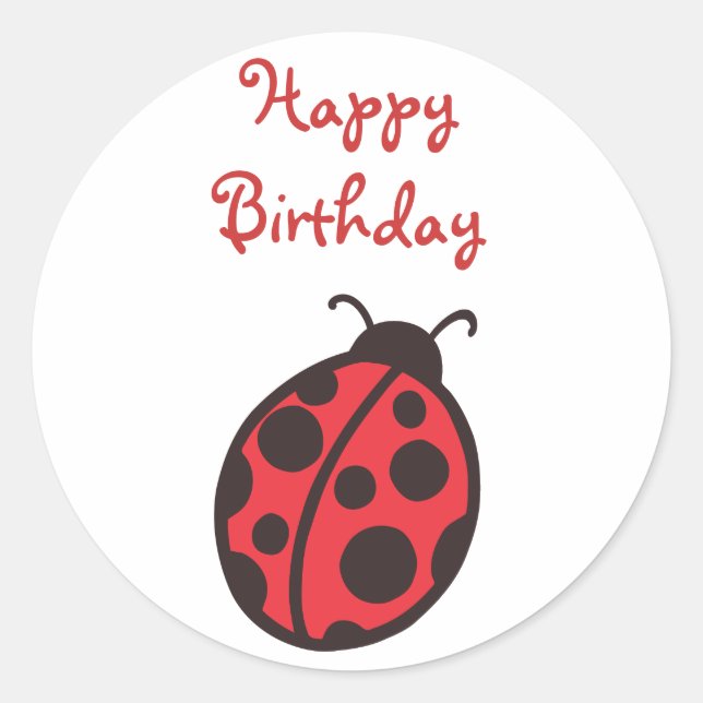 Ladybug  Birthday Sticker (Front)