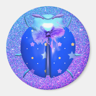 Ladybug blue star cute glitter look gradient magnet
