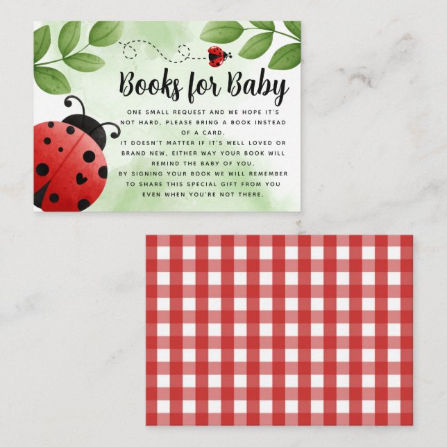 Ladybug Books for Baby Enclosure Card Insert (Front/Back)