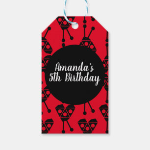 Ladybug Bug Insect Geometrical Birthday Party Red  Gift Tags