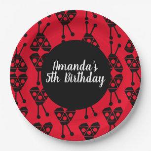 Ladybug Bug Insect Geometrical Birthday Party Red  Paper Plate