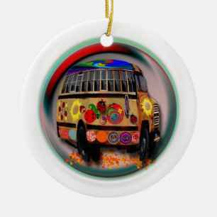 Ladybug Bus Ceramic Ornament