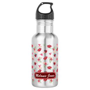 Ladybug, Butterfly and Tulip Heart Pattern 532 Ml Water Bottle