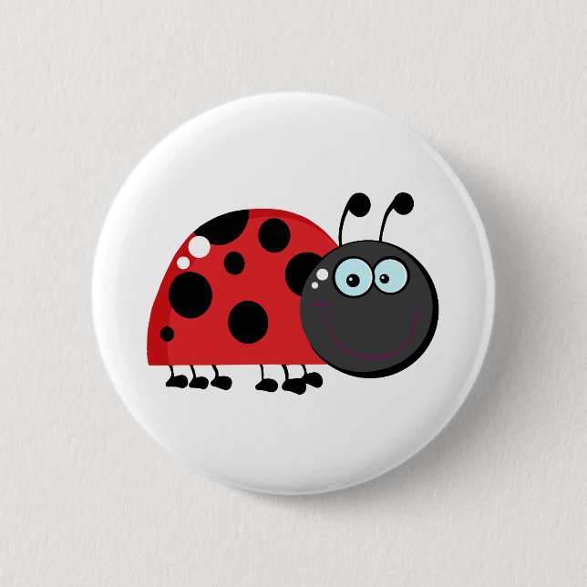 Ladybug Cartoon Character 2 Inch Round Button (Front)