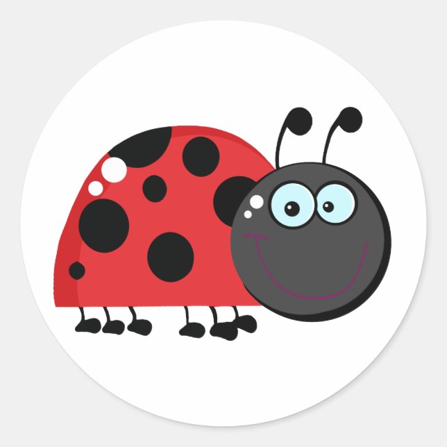 Ladybug Cartoon Character Classic Round Sticker (Front)