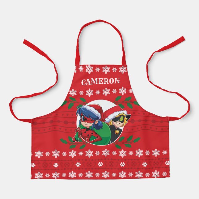 Ladybug & Cat Noir | Holiday Graphic Apron (Front)