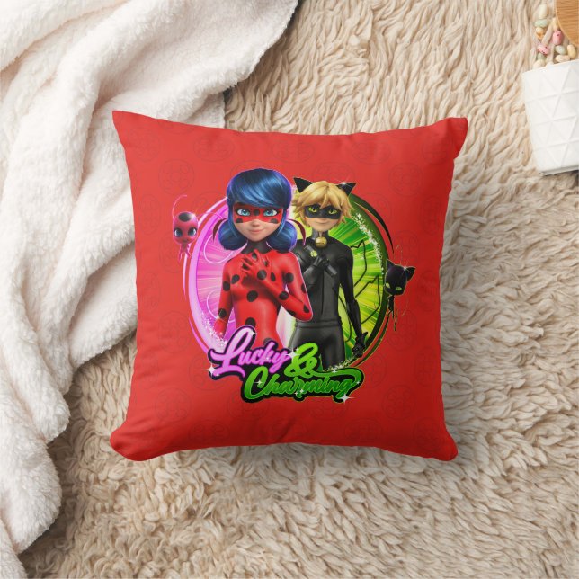 Ladybug & Cat Noir | Lucky & Charming Throw Pillow (Blanket)