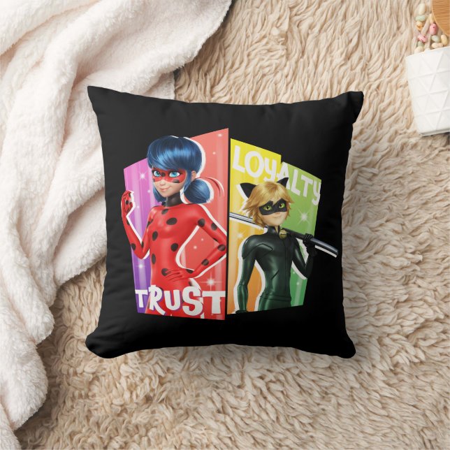 Ladybug & Cat Noir | Trust & Loyalty Throw Pillow (Blanket)