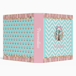 Ladybug chevron floral pink blue white cute binder