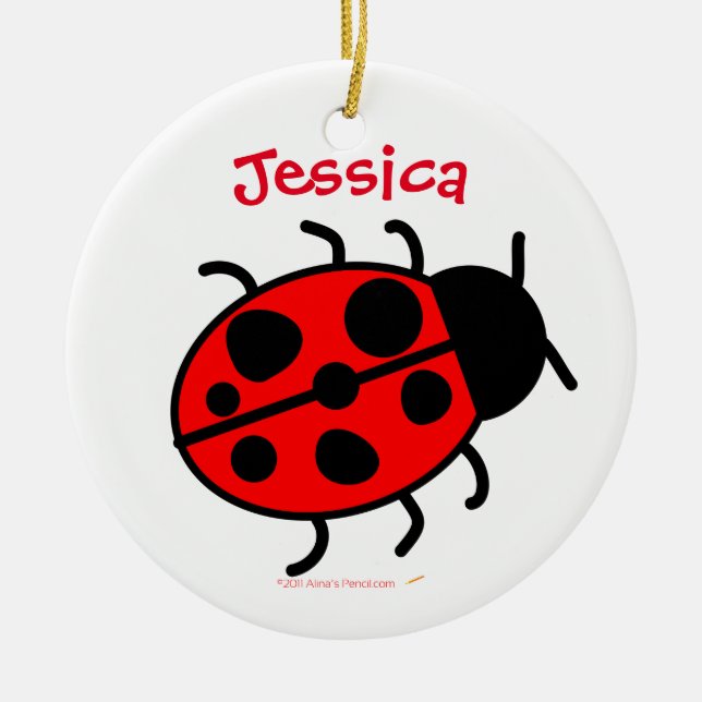 Ladybug Christmas Ornament Add Your Name and Text (Front)