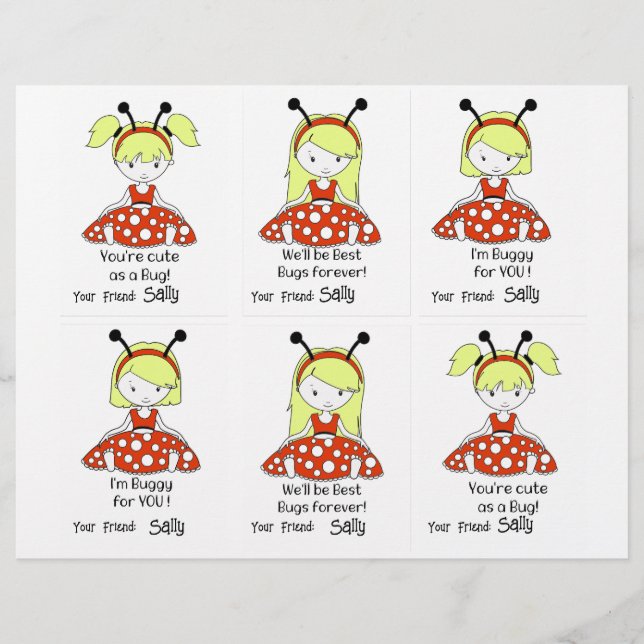 Ladybug Class Cards 6 Personalize Name (Front)