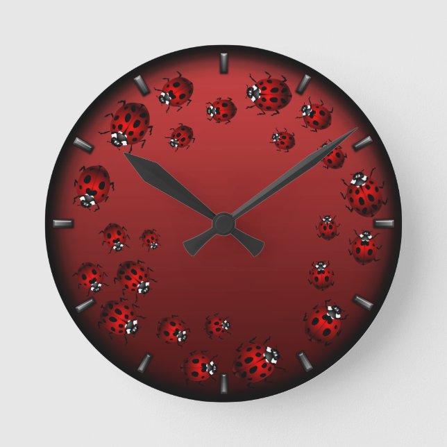 Ladybug Clock Cute Ladybug Ladybird Bug Wall Clock (Front)