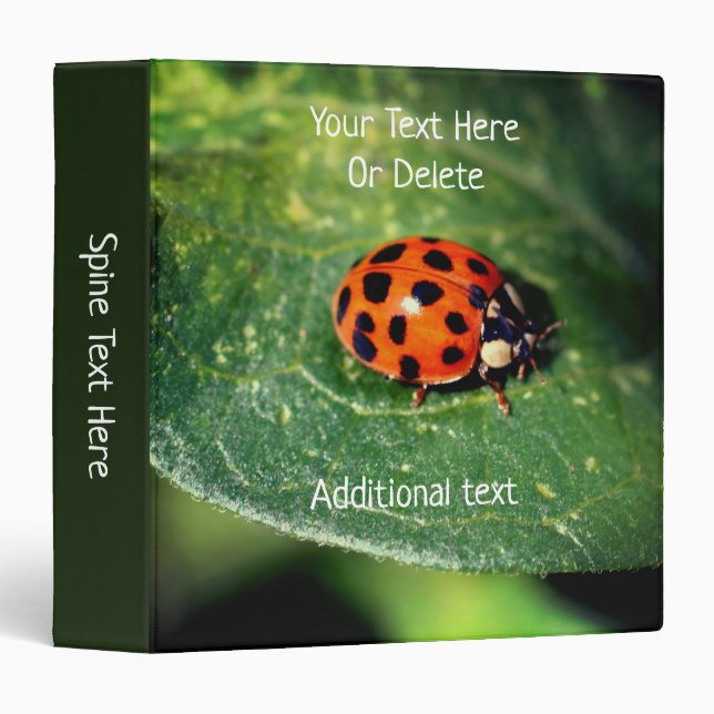 Ladybug Close Up Nature Personalized Binder (Front/Spine)