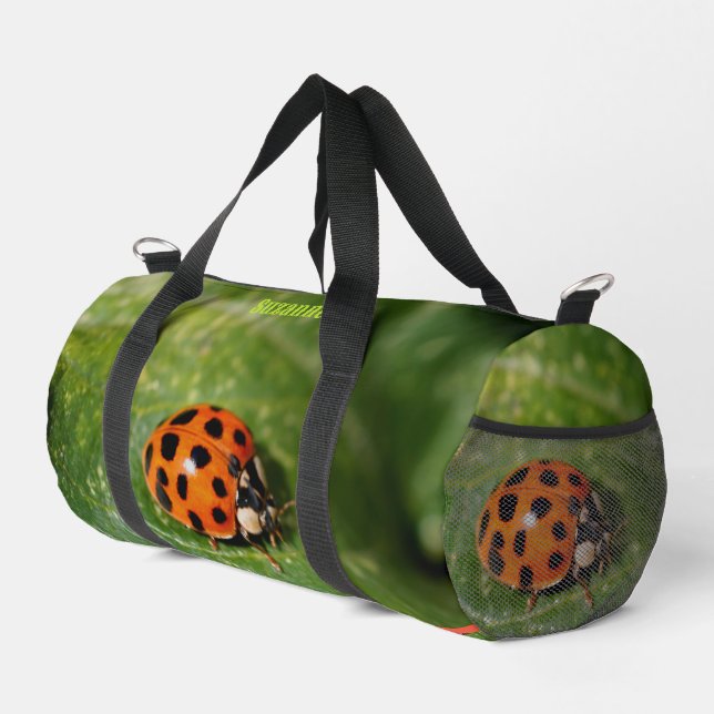 Ladybug Close Up Personalized  Duffle Bag (Right Corner)