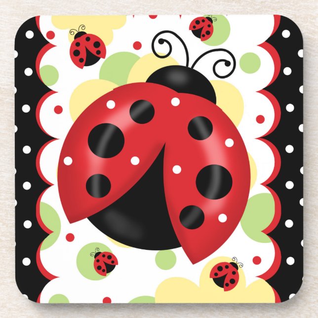 Ladybug Coaster With Cork Back (Front)