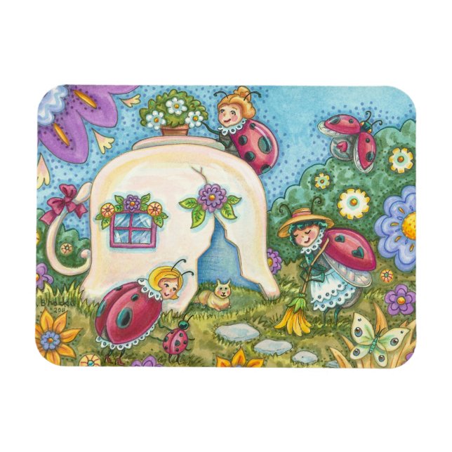 Ladybug Cottage Rectangle MAGNET (Horizontal)