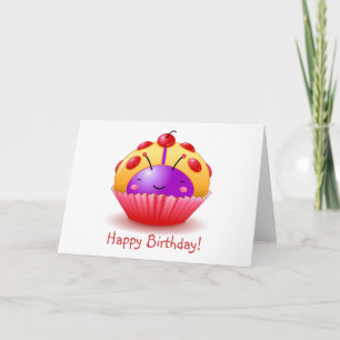 Ladybug Cupcake carte d'anniversaire