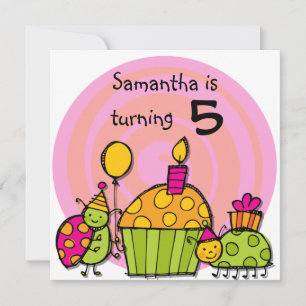Ladybug Cupcake  Customized Birthday Invitations