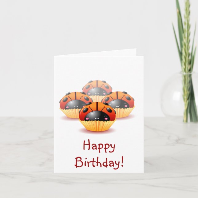 Ladybug Cupcakes carte d'anniversaire (Devant)