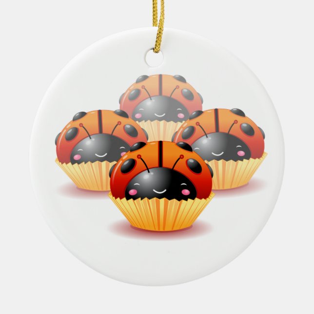 Ladybug Cupcakes Ornament (Front)