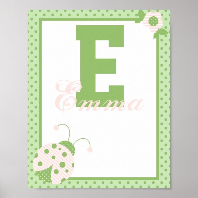 Ladybug Customizable Letter-Name Wall Art-pink Poster (Front)